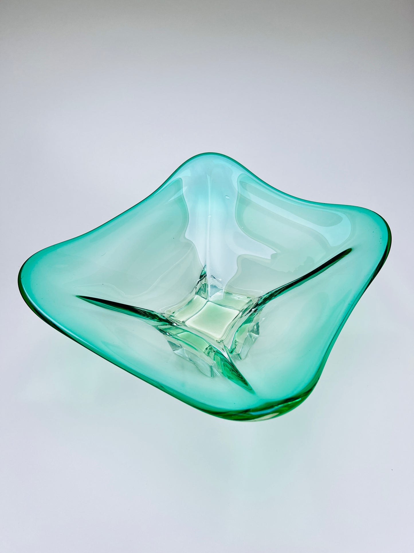 Vintage Murano Glasschale Grün Designschale Obstschale Art Glass Centerpiece 29 cm MCM Mid Century Modern