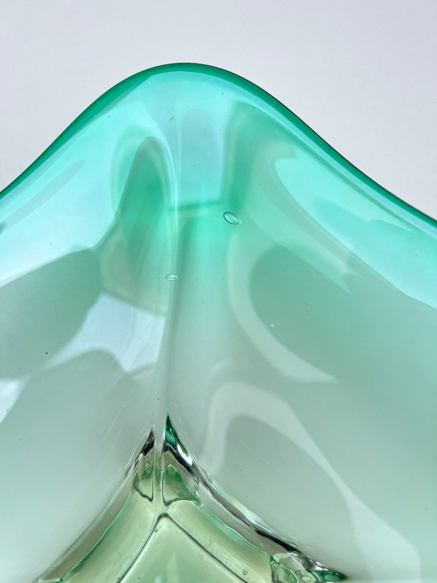 Vintage Murano Glasschale Grün Designschale Obstschale Art Glass Centerpiece 29 cm MCM Mid Century Modern