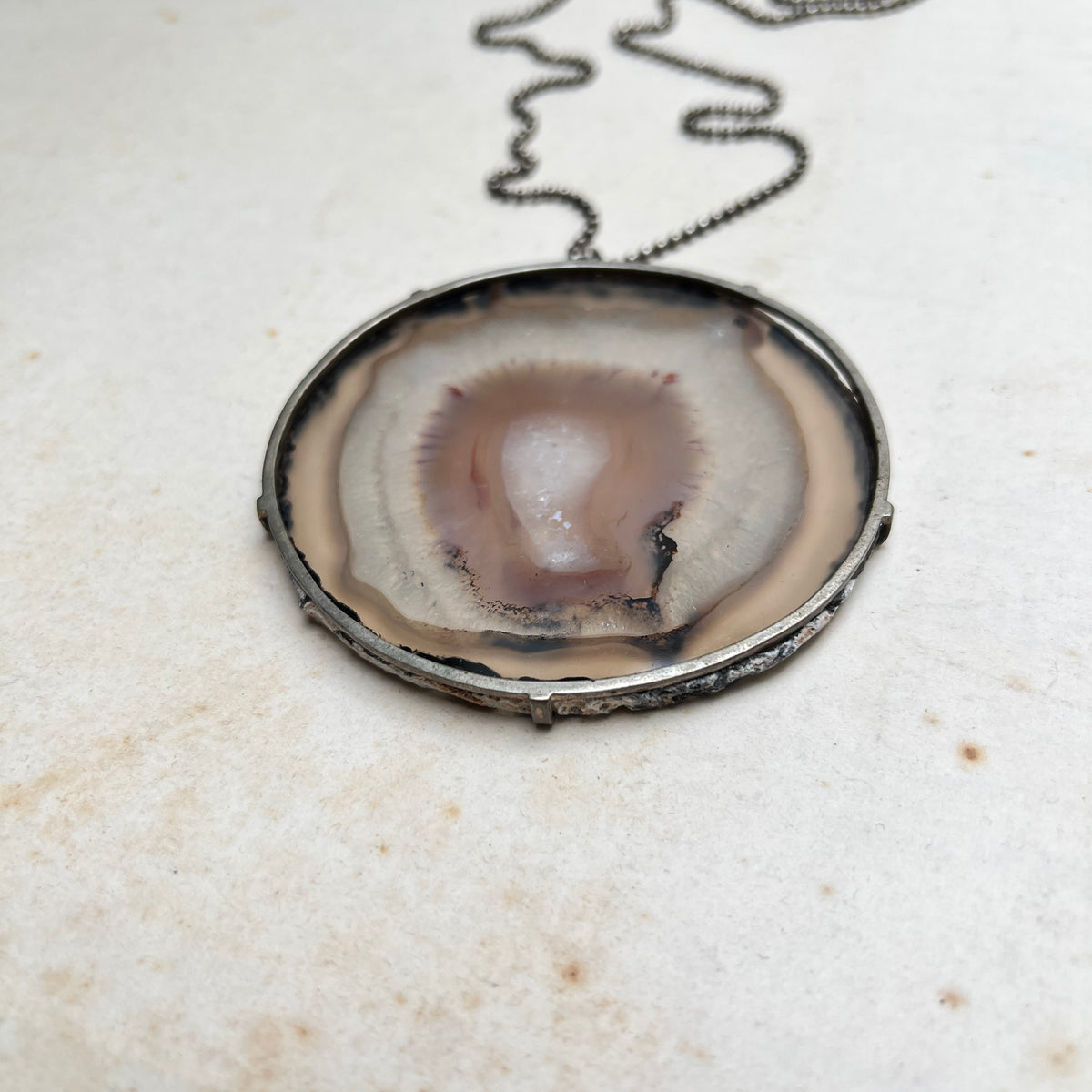 Vintage 925er Sterlingsilber Achatkette skandinavischer Modernist Schmuck