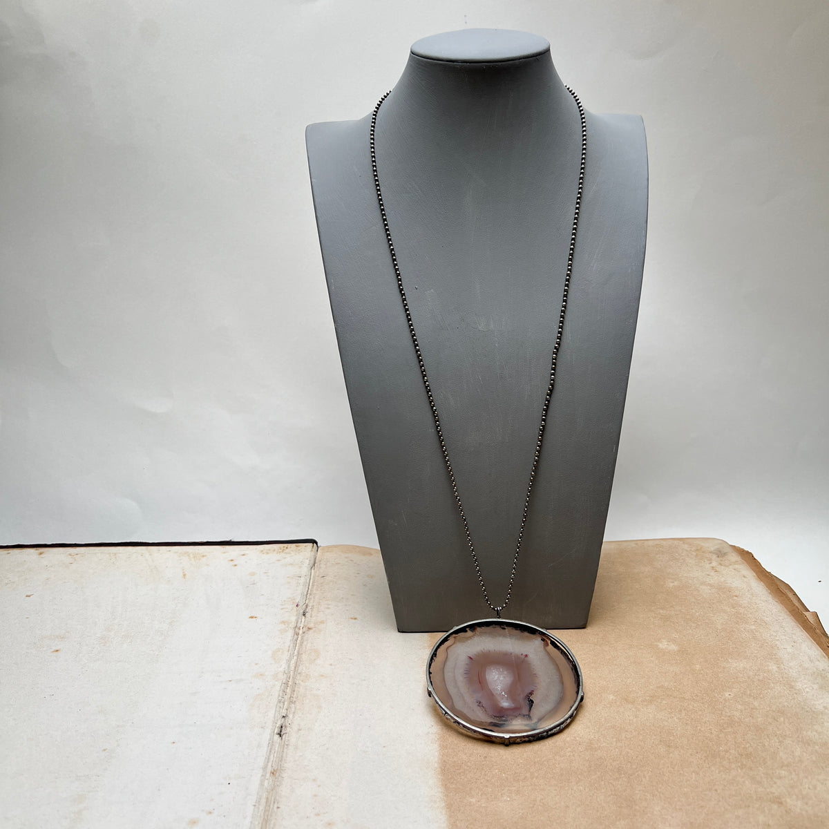 Vintage 925er Sterlingsilber Achatkette skandinavischer Modernist Schmuck