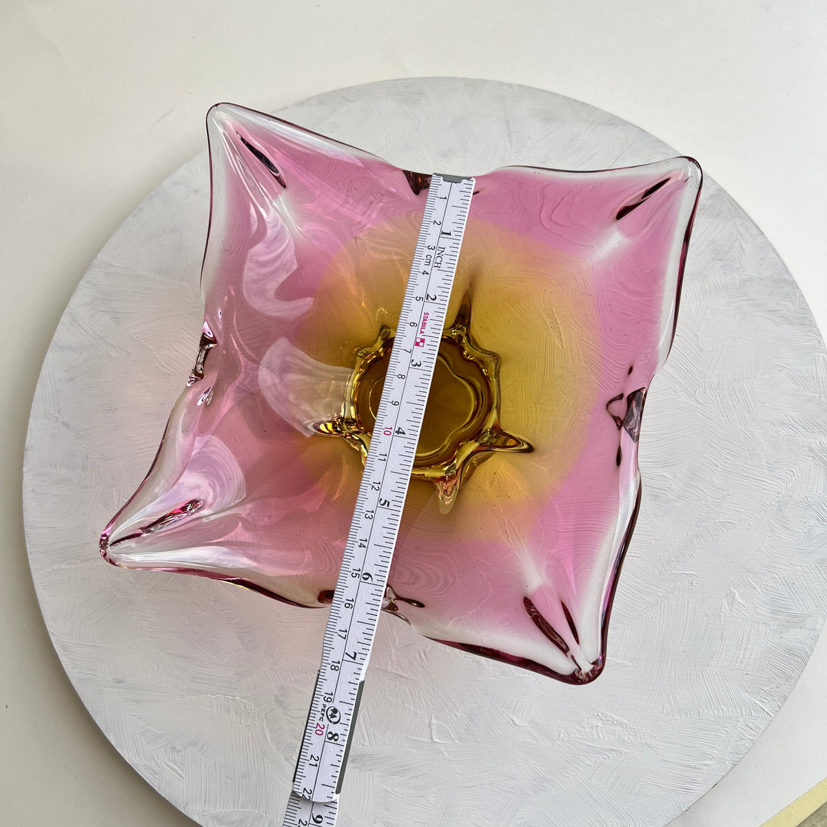 Böhmische Kristallglas Schale pink orange Tschechisch Chribska Hospodka Sommerso Schale