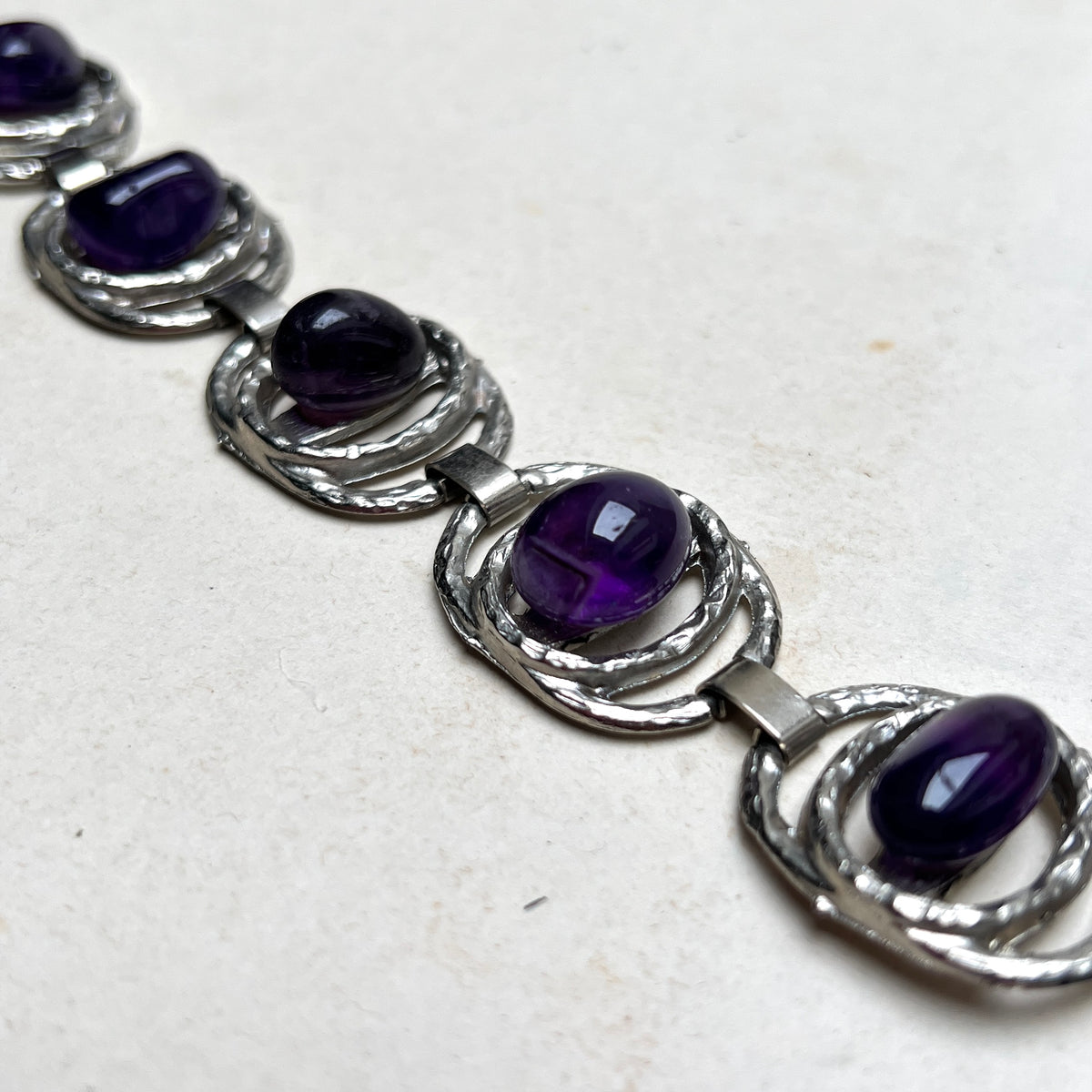 Vintage Amethyst Armband silber Space Age 70er Jahre Retro