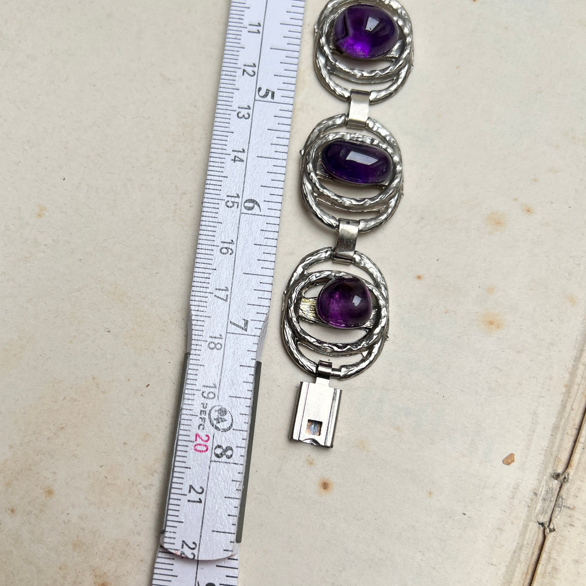 Vintage Amethyst Armband silber Space Age 70er Jahre Retro