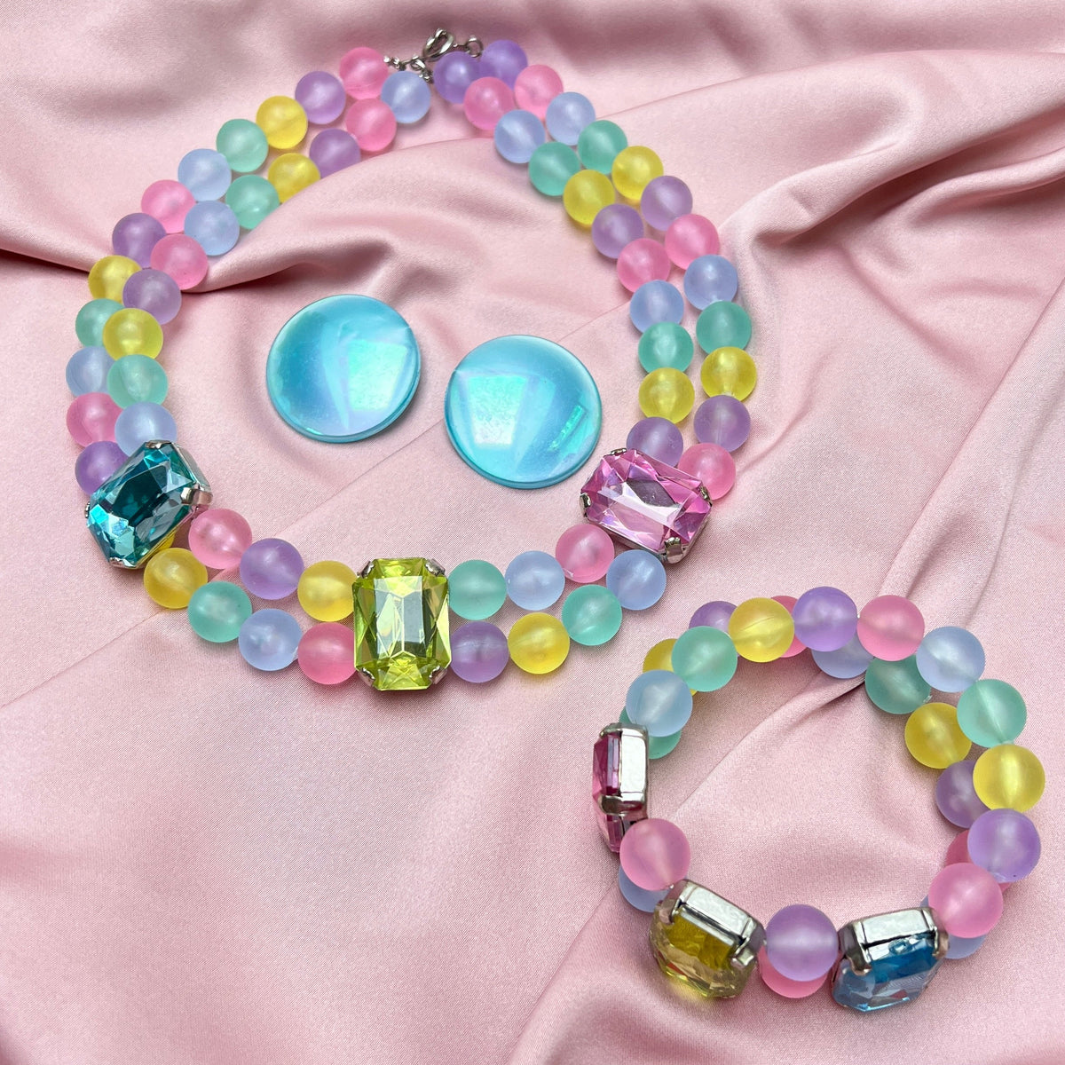 Vintage Regenbogen Y2K Kawaii Candy Pop Cosplay Schmuck Set