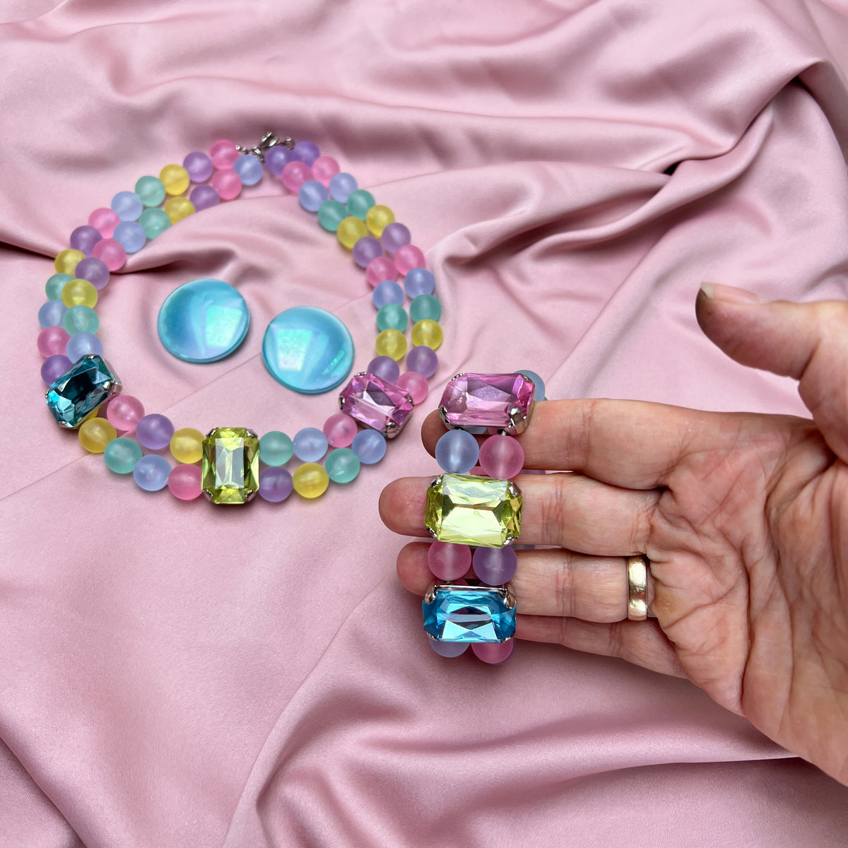 Vintage Regenbogen Y2K Kawaii Candy Pop Cosplay Schmuck Set