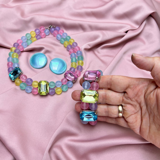 Vintage Regenbogen Y2K Kawaii Candy Pop Cosplay Schmuck Set