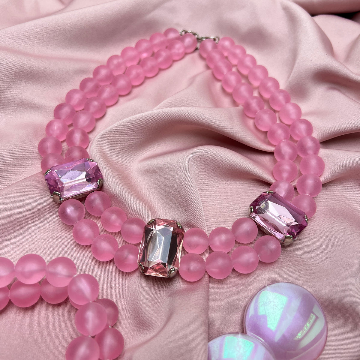 Vintage Deadstock Y2K Kawaii Candy Pop Cosplay Schmuck Set Rosa