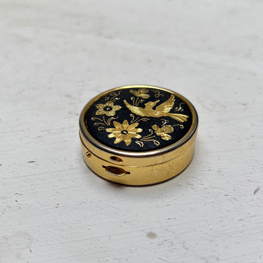 Vintage Damaszener 24k vergoldete Pillendose schwarz goldene Mini Dose Toledoware