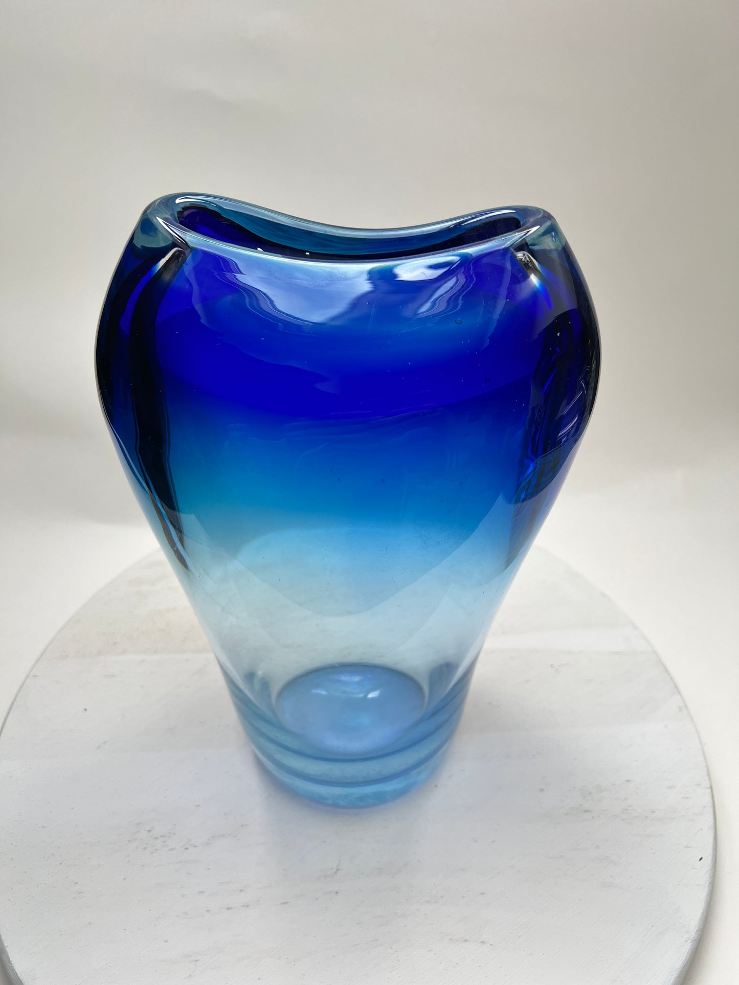 Große Vintage Glasvase Blau Farbverlauf 30 cm │ massive Studioglas Vase │ skandinavischer Stil │ Mid Century