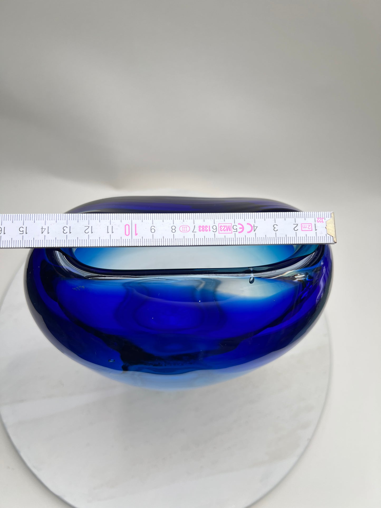 Große Vintage Glasvase Blau Farbverlauf 30 cm │ massive Studioglas Vase │ skandinavischer Stil │ Mid Century