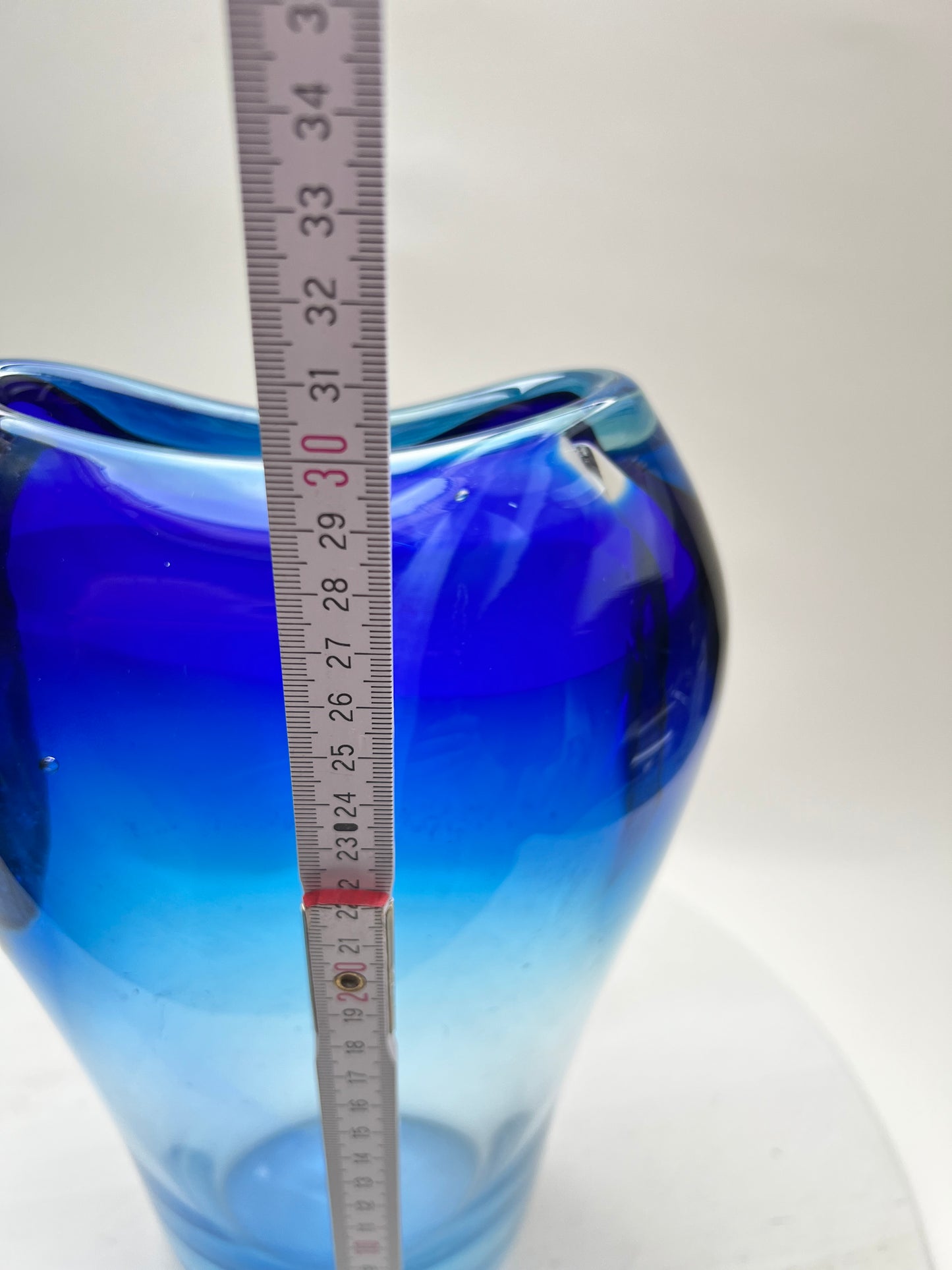 Große Vintage Glasvase Blau Farbverlauf 30 cm │ massive Studioglas Vase │ skandinavischer Stil │ Mid Century