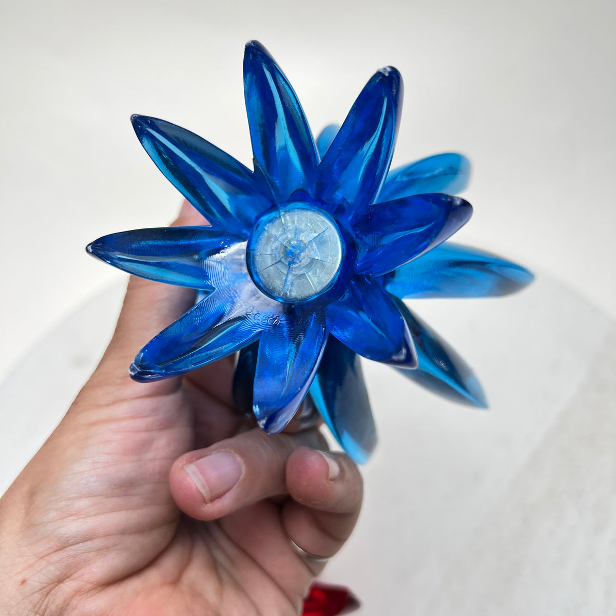 2 Stück Vintage Friedel Kerzenhalter Kerzenständer blau rot Space Age Lotus Starburst