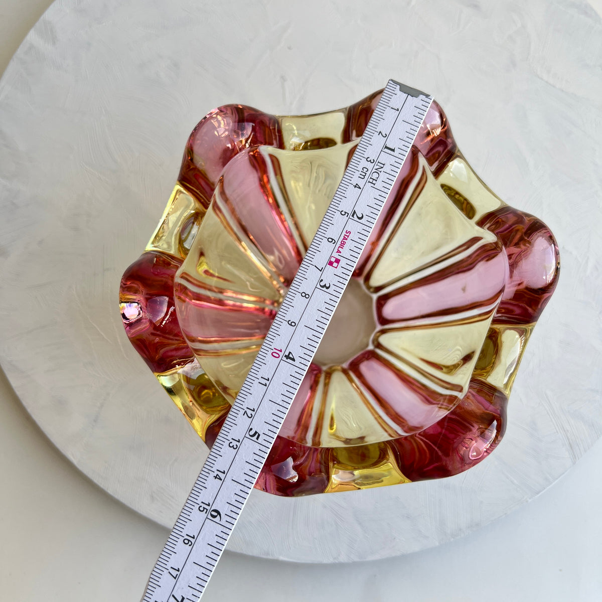 Vintage Hospodka Glasschale Sommerso Murano Stil Chribska rosa gelb