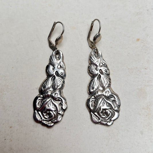 Vintage Art Nouveau Revival Ohrringe Silber Rose