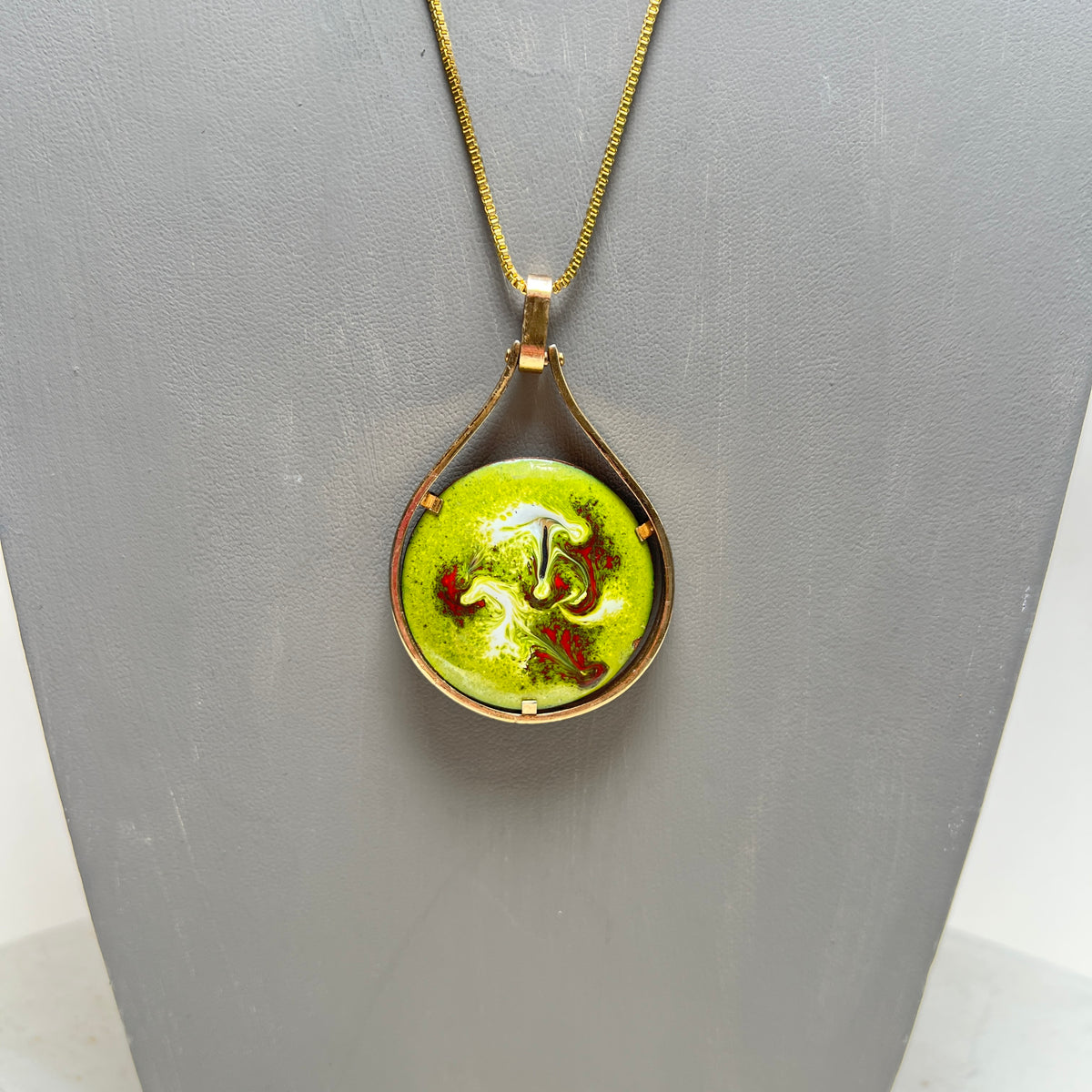 Vintage Emaille Kette beidseitig tragbar Mid Century Modern Space Age 1970er Boho