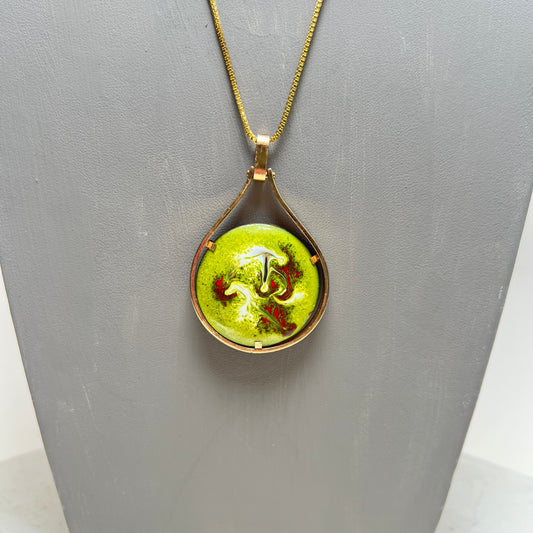 Vintage Emaille Kette beidseitig tragbar Mid Century Modern Space Age 1970er Boho