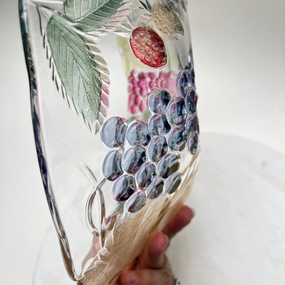 Vintage Mikasa / Walther Glas Obstschale Glasschale Garden Harvest 80er Pressglas