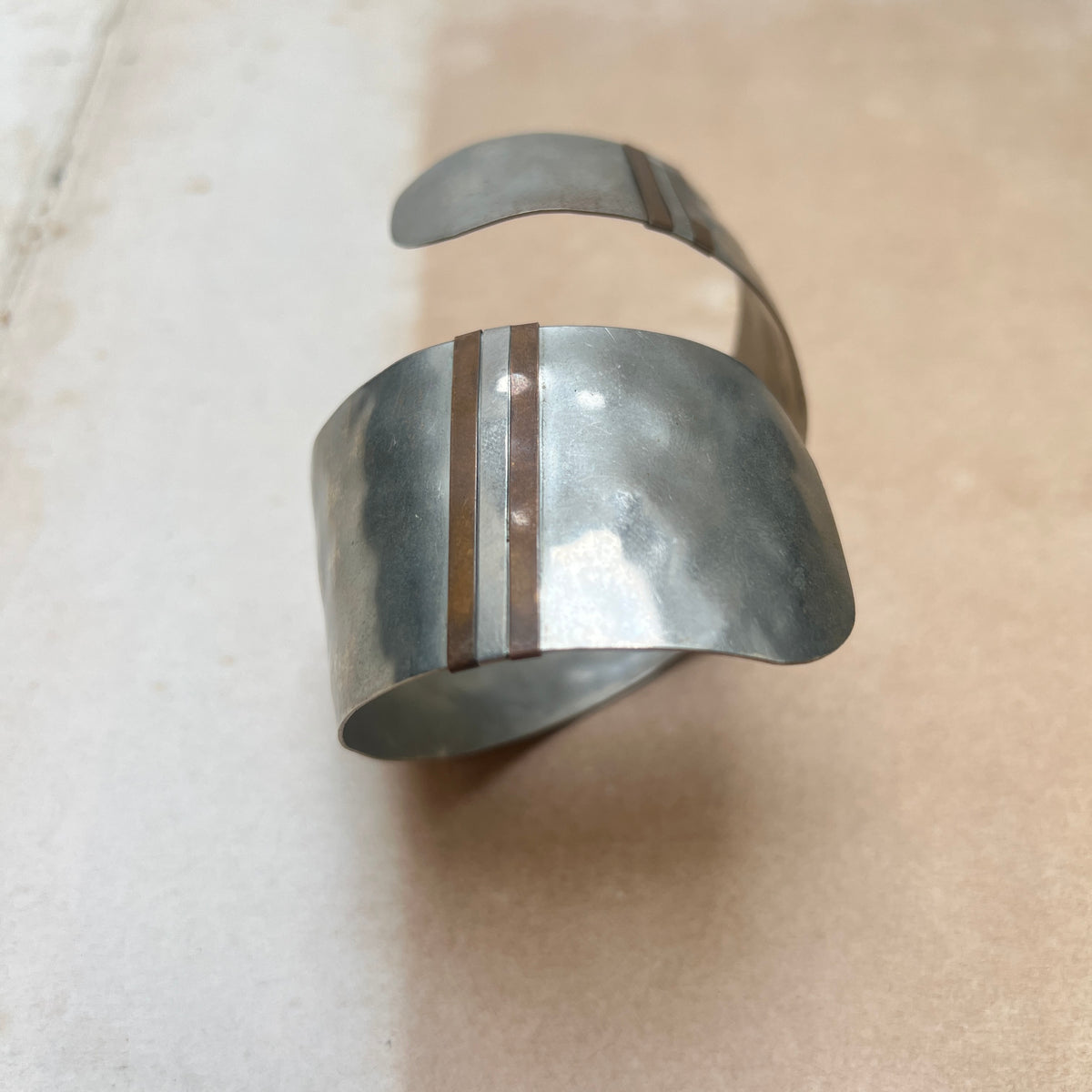 Vintage Modernist Cuff Armreif silber Mid Century Schmuck
