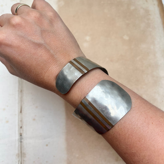 Vintage Modernist Cuff Armreif silber Mid Century Schmuck