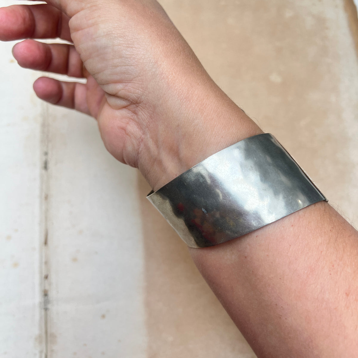 Vintage Modernist Cuff Armreif silber Mid Century Schmuck