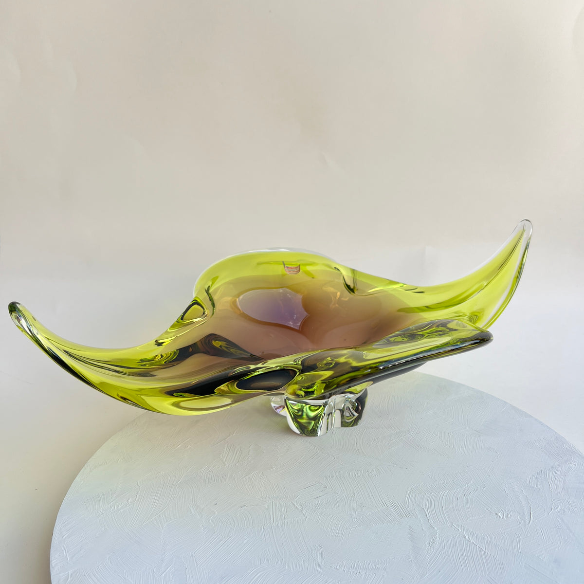 Vintage Mid Century Joska Waldglashütte Centerpiece Sommerso Murano Stil Glasschale Bodenmais Silberberg