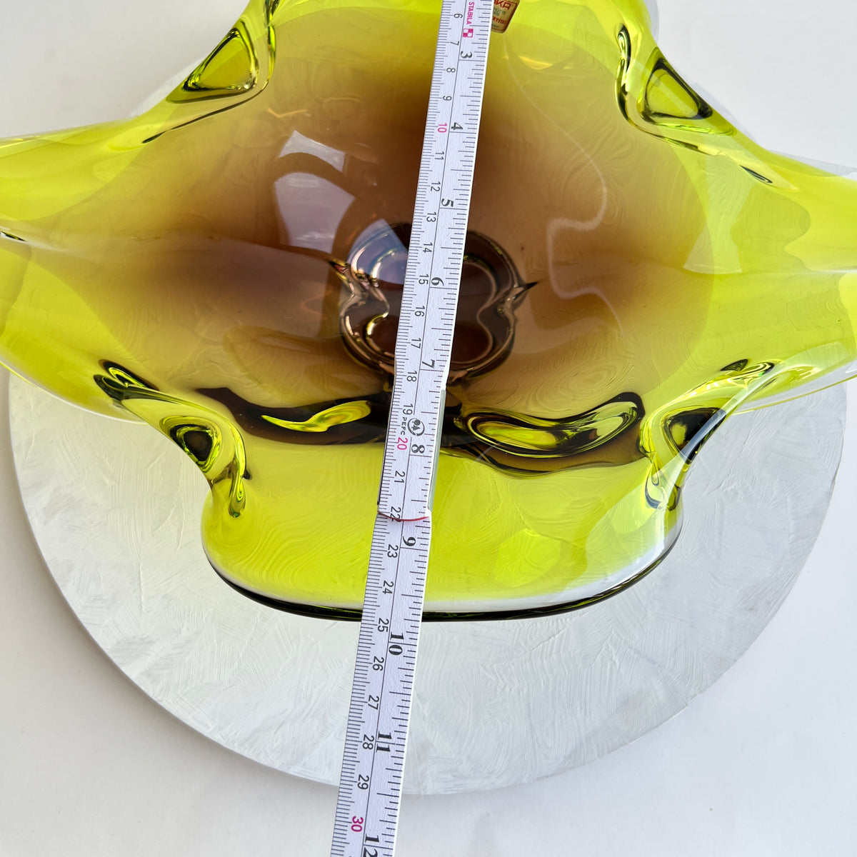 Vintage Mid Century Joska Waldglashütte Centerpiece Sommerso Murano Stil Glasschale Bodenmais Silberberg