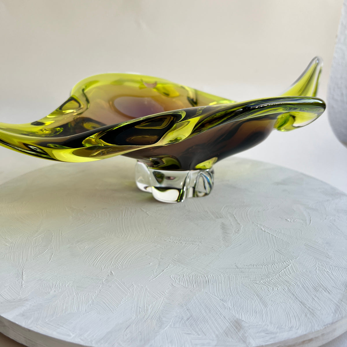 Vintage Mid Century Joska Waldglashütte Centerpiece Sommerso Murano Stil Glasschale Bodenmais Silberberg