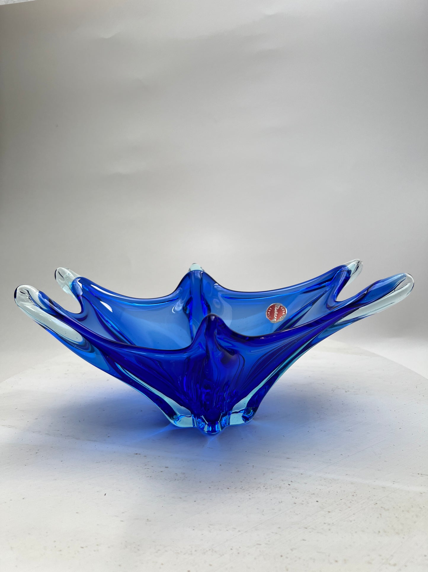 Murano blaue Zipfelschale Kobalt Obstschale Mid Century Art Glass