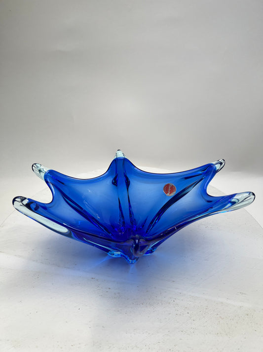 Murano blaue Zipfelschale Kobalt Obstschale Mid Century Art Glass