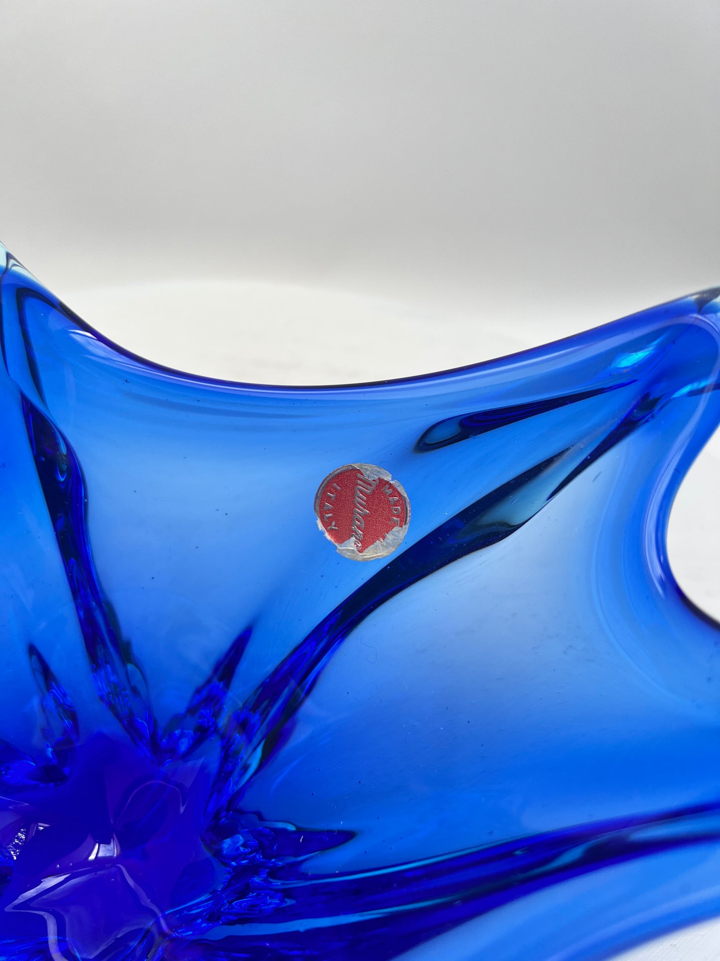 Murano blaue Zipfelschale Kobalt Obstschale Mid Century Art Glass