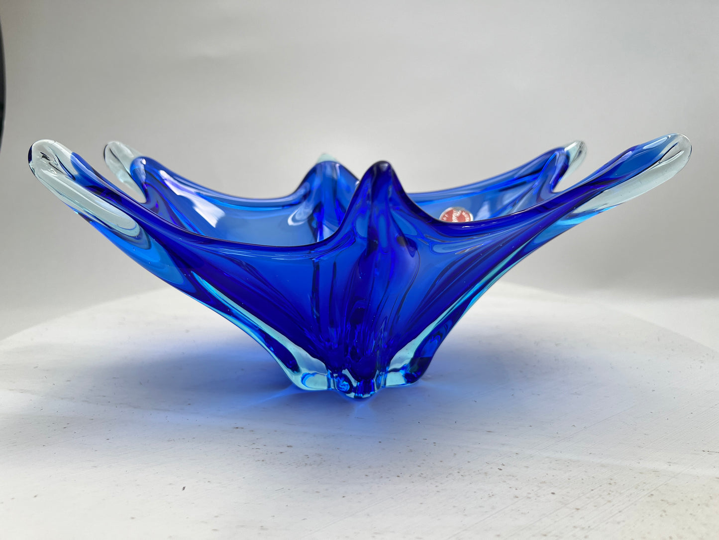 Murano blaue Zipfelschale Kobalt Obstschale Mid Century Art Glass