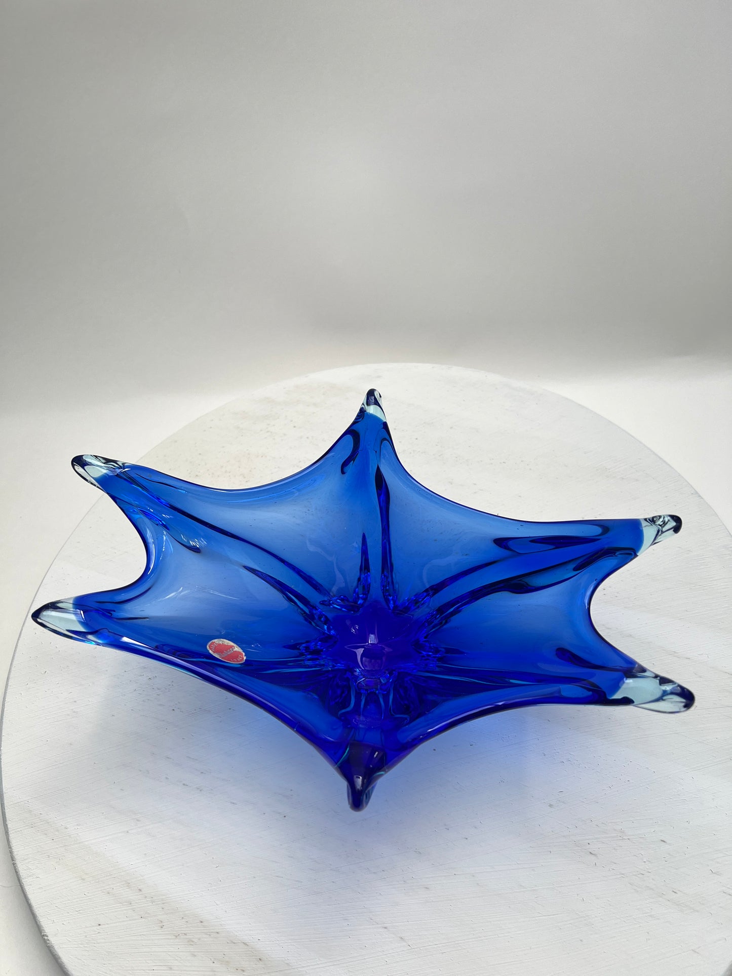 Murano blaue Zipfelschale Kobalt Obstschale Mid Century Art Glass