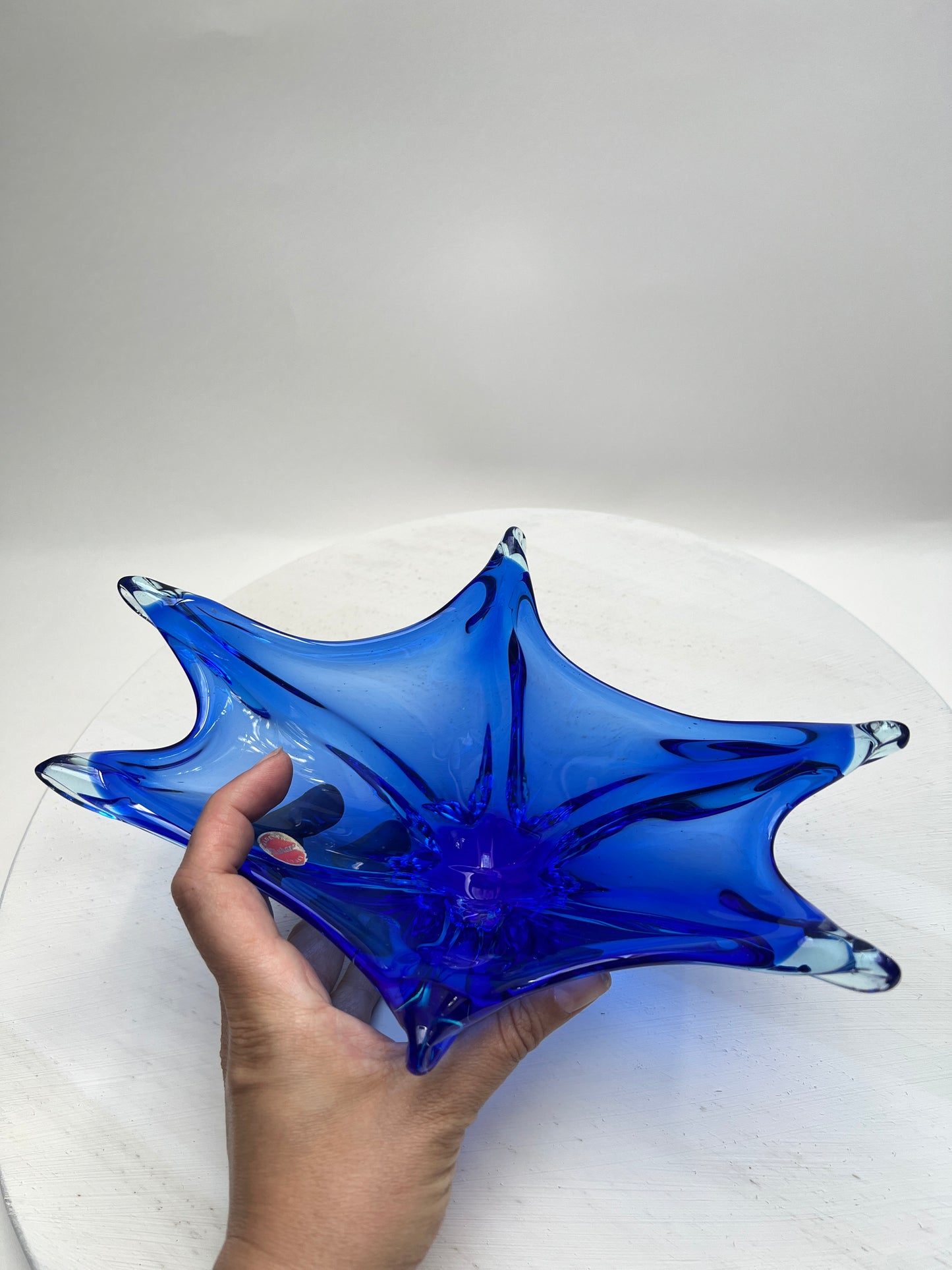 Murano blaue Zipfelschale Kobalt Obstschale Mid Century Art Glass