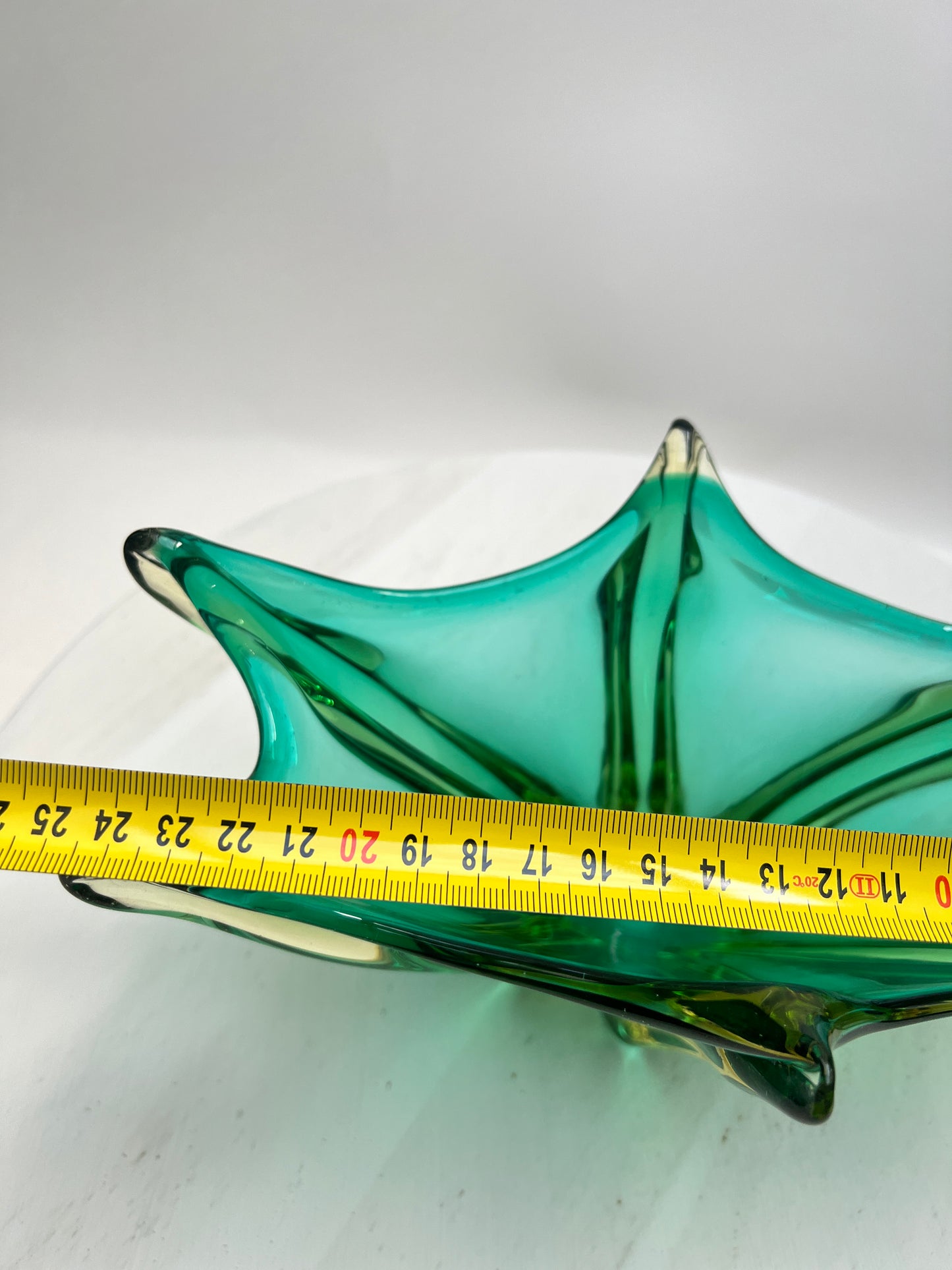 Murano Glas Schale Sommerso Grün Vintage Designschale Italien Mid Century Art Glass