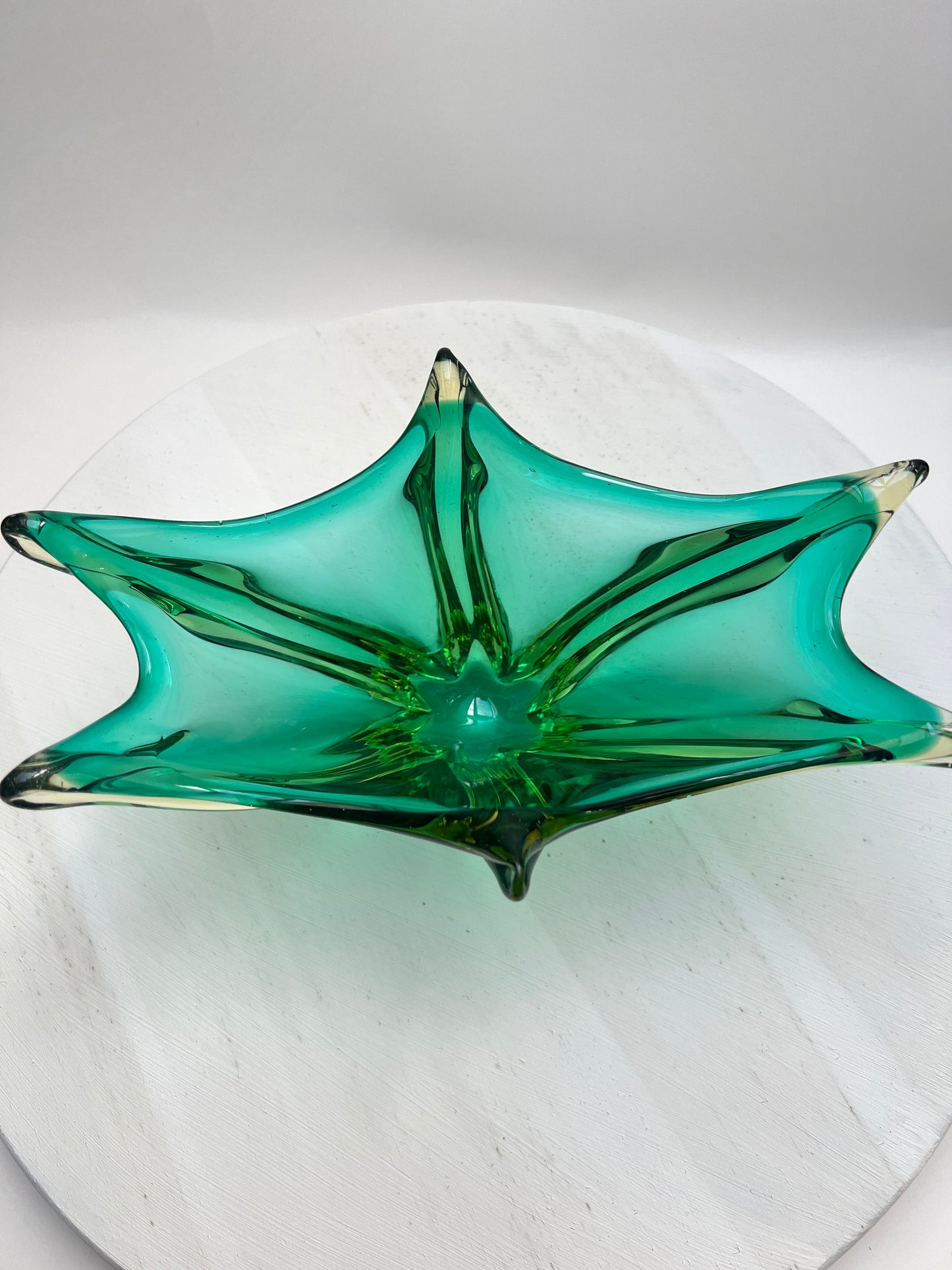 Murano Glas Schale Sommerso Grün Vintage Designschale Italien Mid Century Art Glass