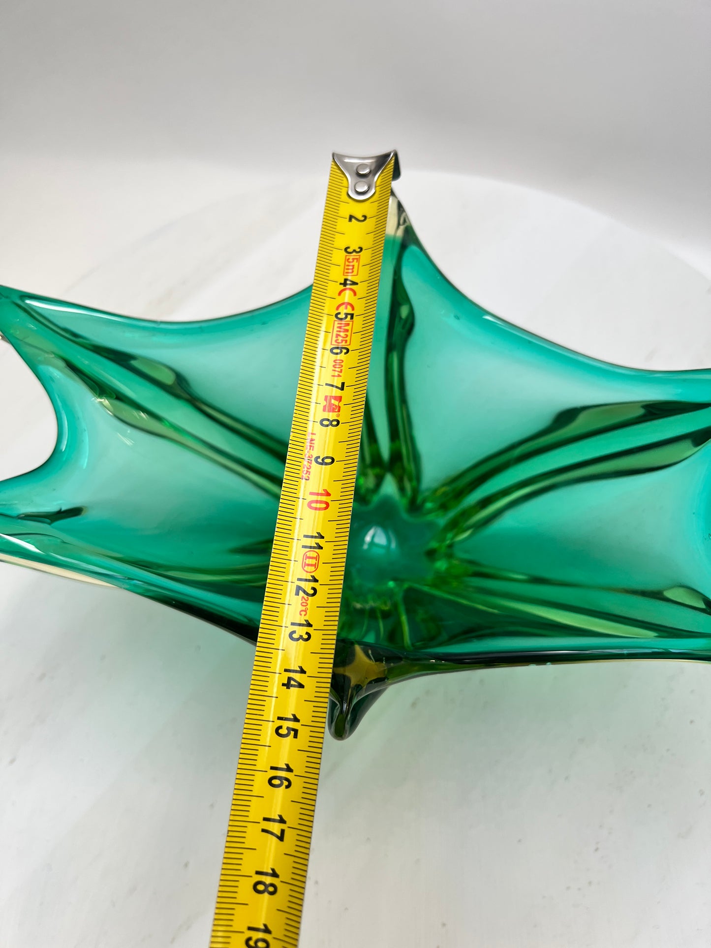 Murano Glas Schale Sommerso Grün Vintage Designschale Italien Mid Century Art Glass