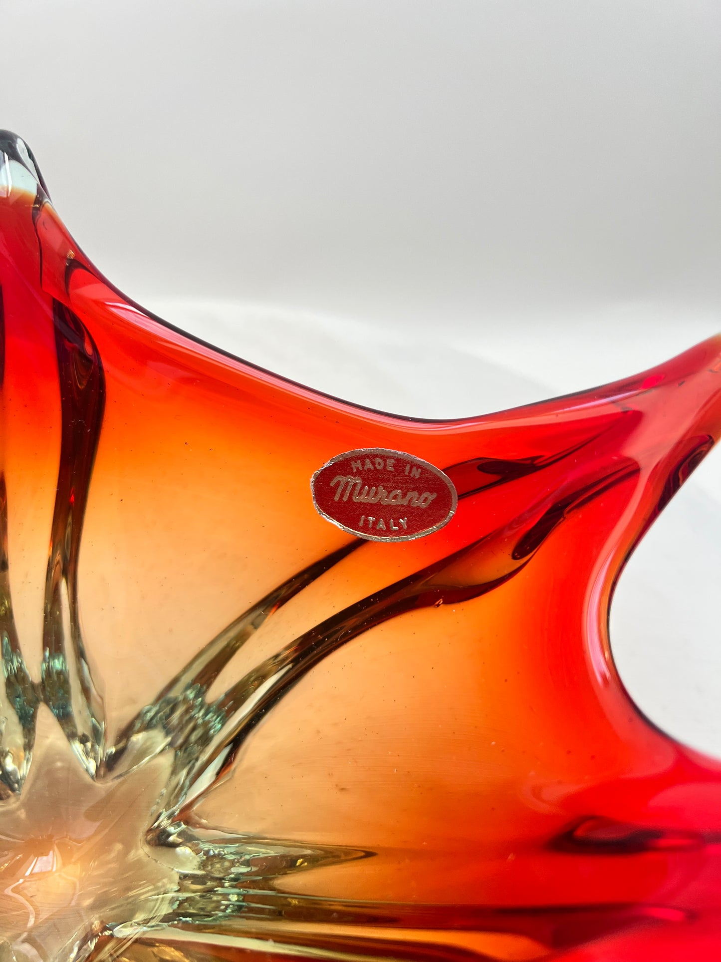 Murano Glas Schale Sommerso Rot Blau Vintage Designschale Italien Mid Century Art Glass