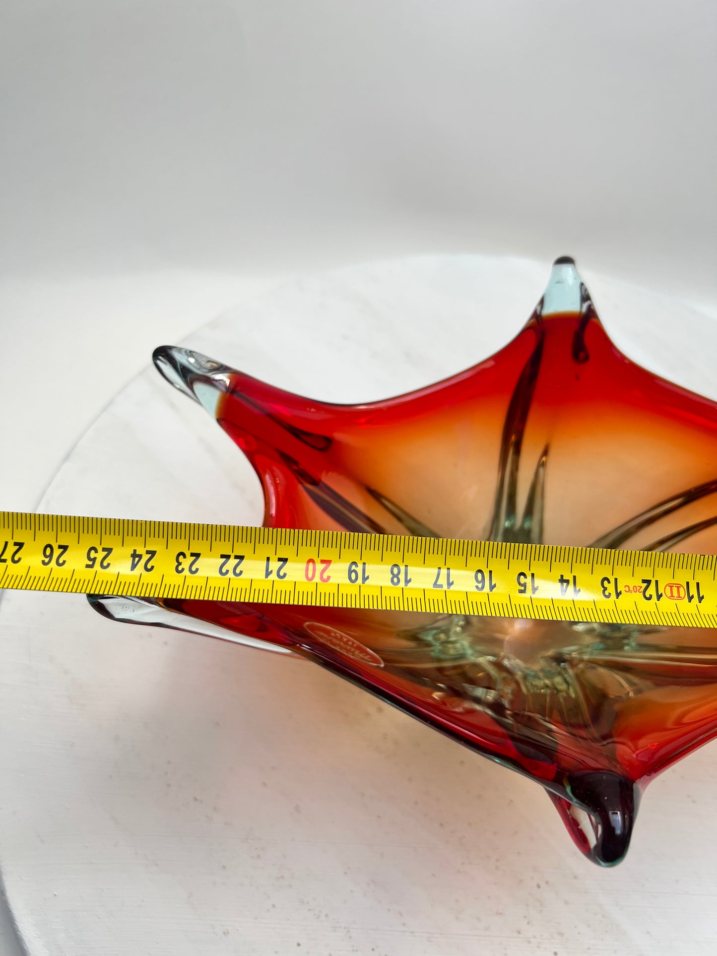 Murano Glas Schale Sommerso Rot Blau Vintage Designschale Italien Mid Century Art Glass