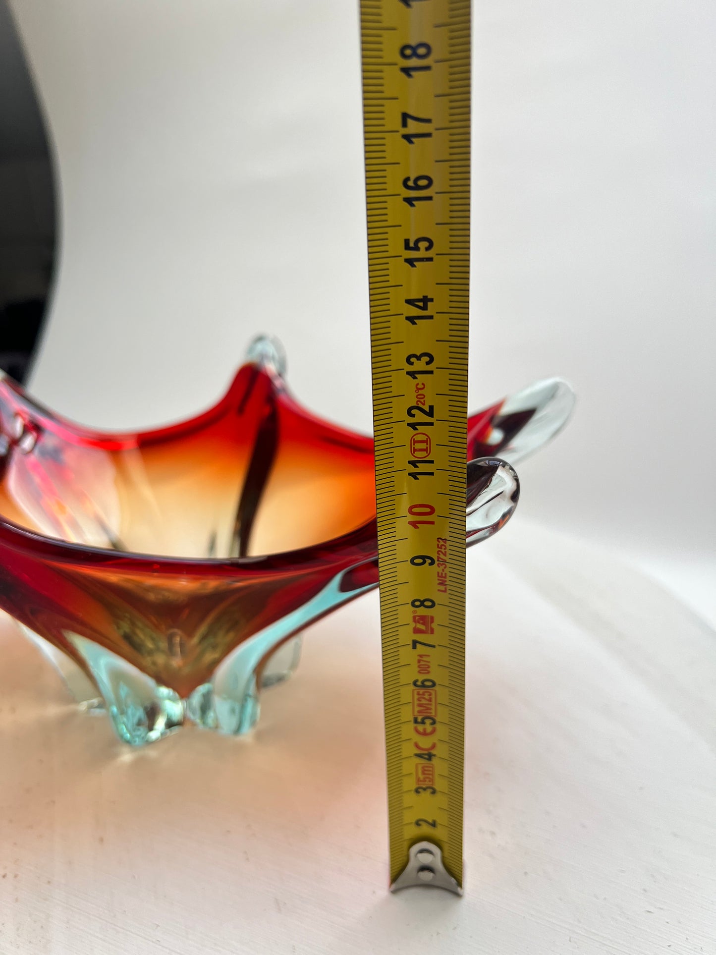Murano Glas Schale Sommerso Rot Blau Vintage Designschale Italien Mid Century Art Glass