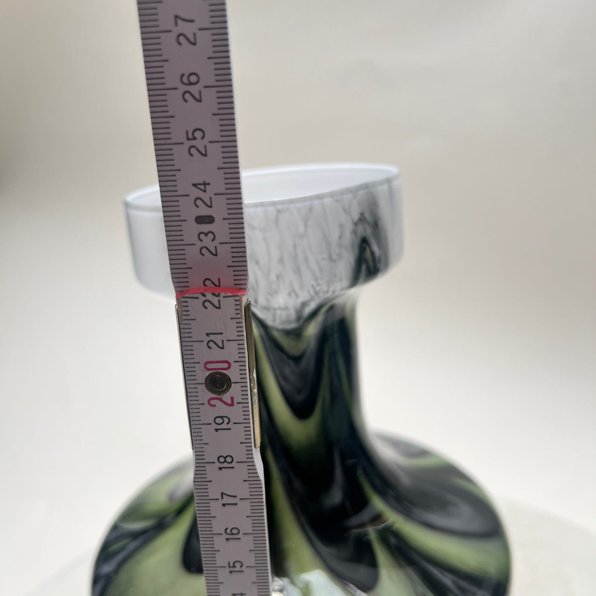 Vintage VB Opaline Florence Vetreria Barbieri Vase Op-Art Swirl Space Age Mid Century Opalglas grün