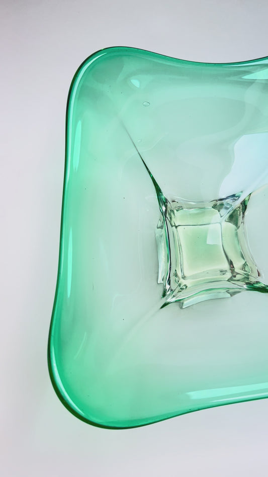 Vintage Murano Glasschale Grün Designschale Obstschale Art Glass Centerpiece 29 cm MCM Mid Century Modern