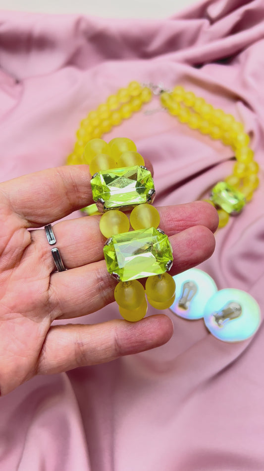 Vintage Deadstock Y2K Kawaii Candy Pop Barbiecore Schmuck Set Gelb