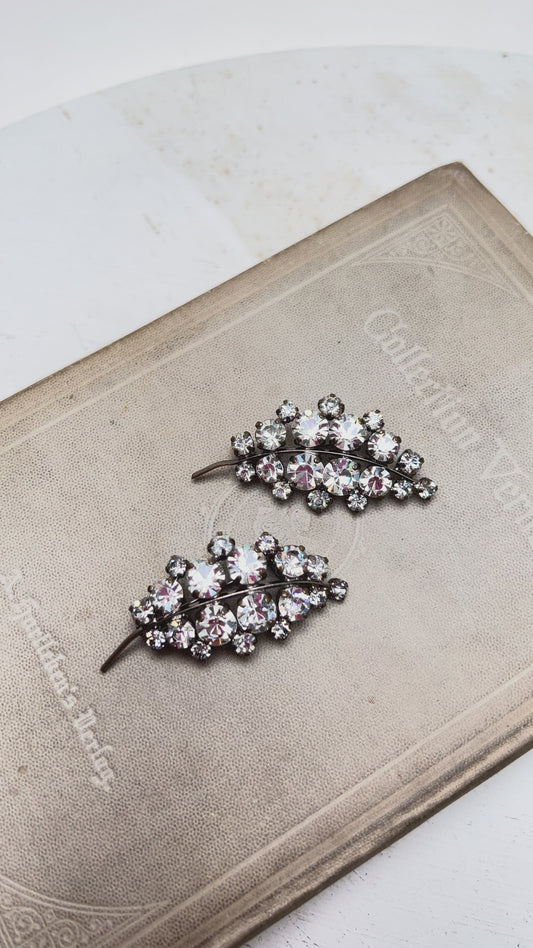 Set Vintage Strassstein Broschen Paar Kristall 50er Jahre Schmuck Glitzer