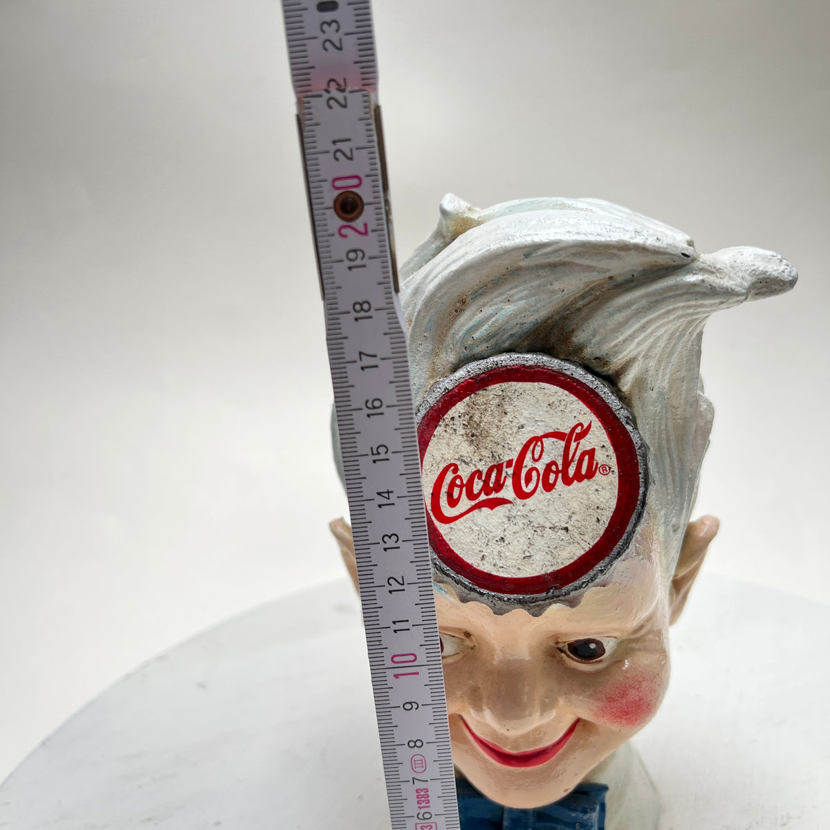Vintage Coca Cola Gusseisen Werbung Haddon Sundblom "Sprite Boy" Spardose Werbefigur Mid Century