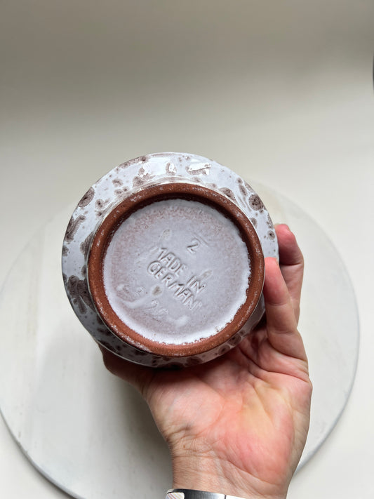 Grüner Fat Lava Optik Kristallglasur Vintage-Übertopf Pflanztopf Keramik West Germany