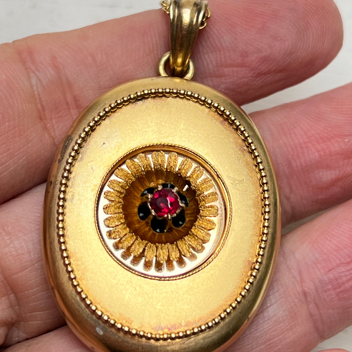 Viktorianischer Trauerschmuck Medaillon Anhänger Halskette Mourning Jewelry gold Haarlocke