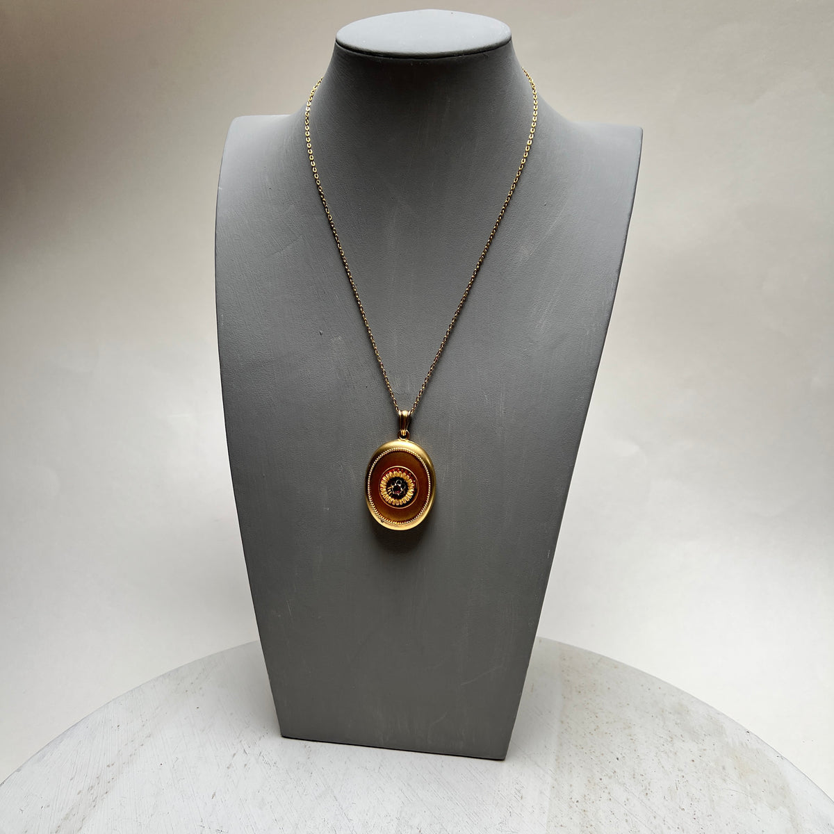 Viktorianischer Trauerschmuck Medaillon Anhänger Halskette Mourning Jewelry gold Haarlocke