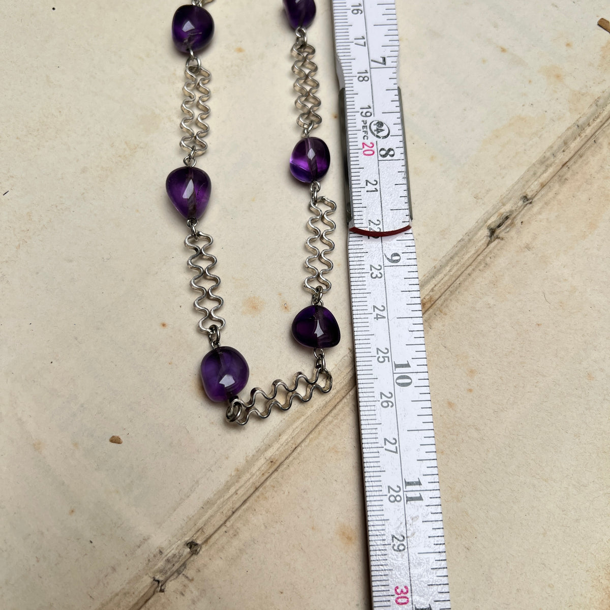 Vintage 925er Silber Halskette mit Amethyste 70er Jahre Studio Schmuck