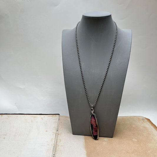 Vintage Modernist Kette mit echtem Achatanhänger silber