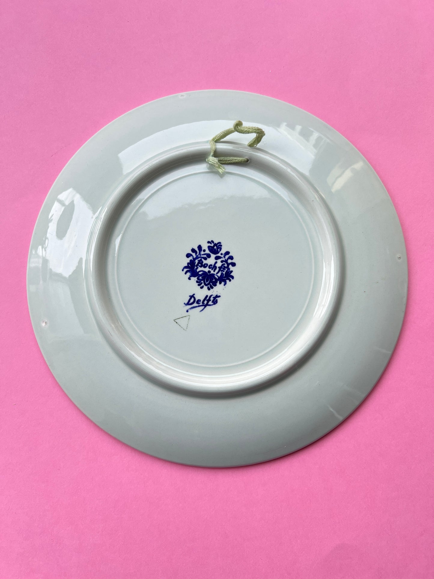 Vintage Boch Delft Wandteller 24 cm Blau Weiß Holland Landschaft Keramik Mid Century